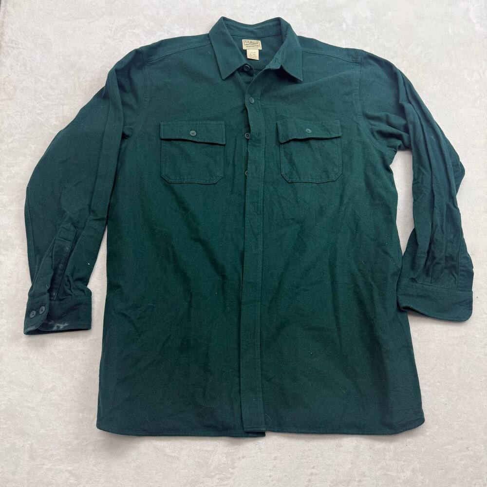 L.L. Bean Men's Button Up Shirt Green Size XL Tall Cotton Traditional Fit